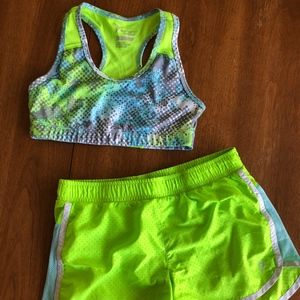 Girls Old Navy Activewear workout top and shorts